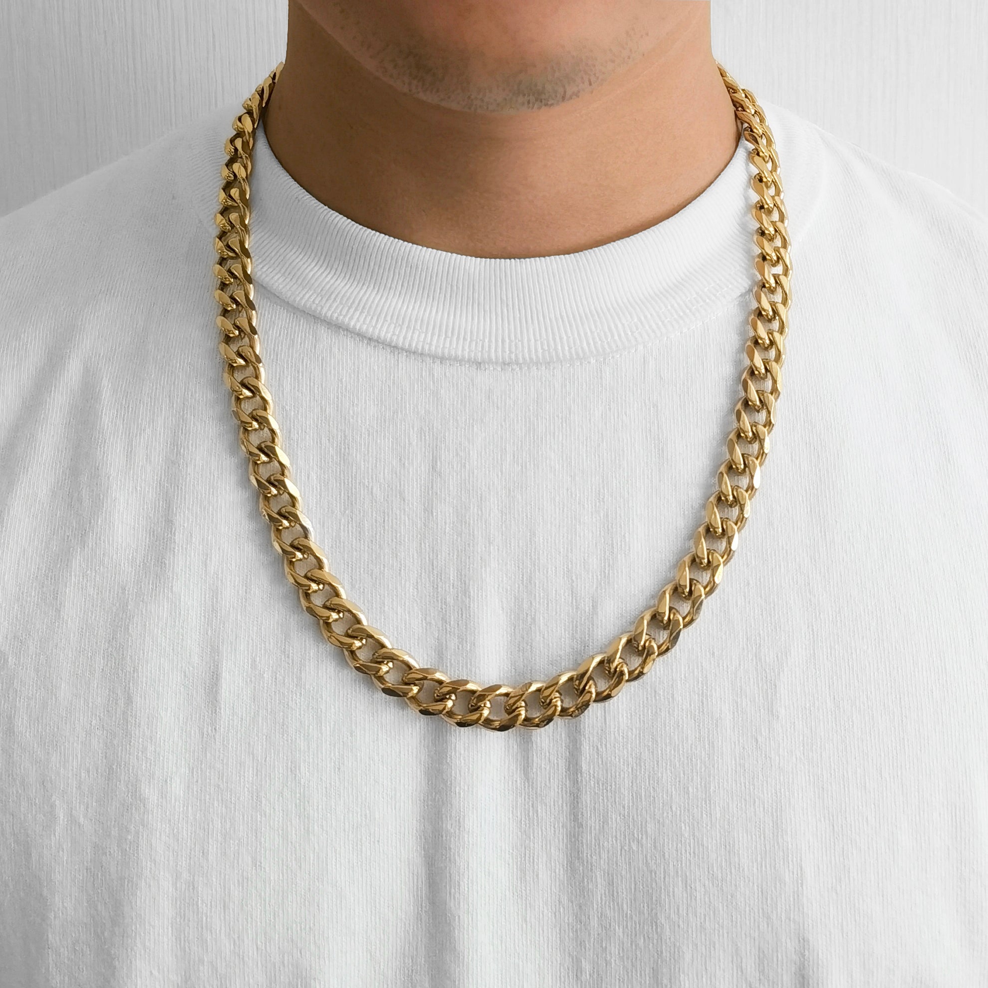 Men's 12mm Gold Plated Steel 18-24 Inch Curb Chain Necklace