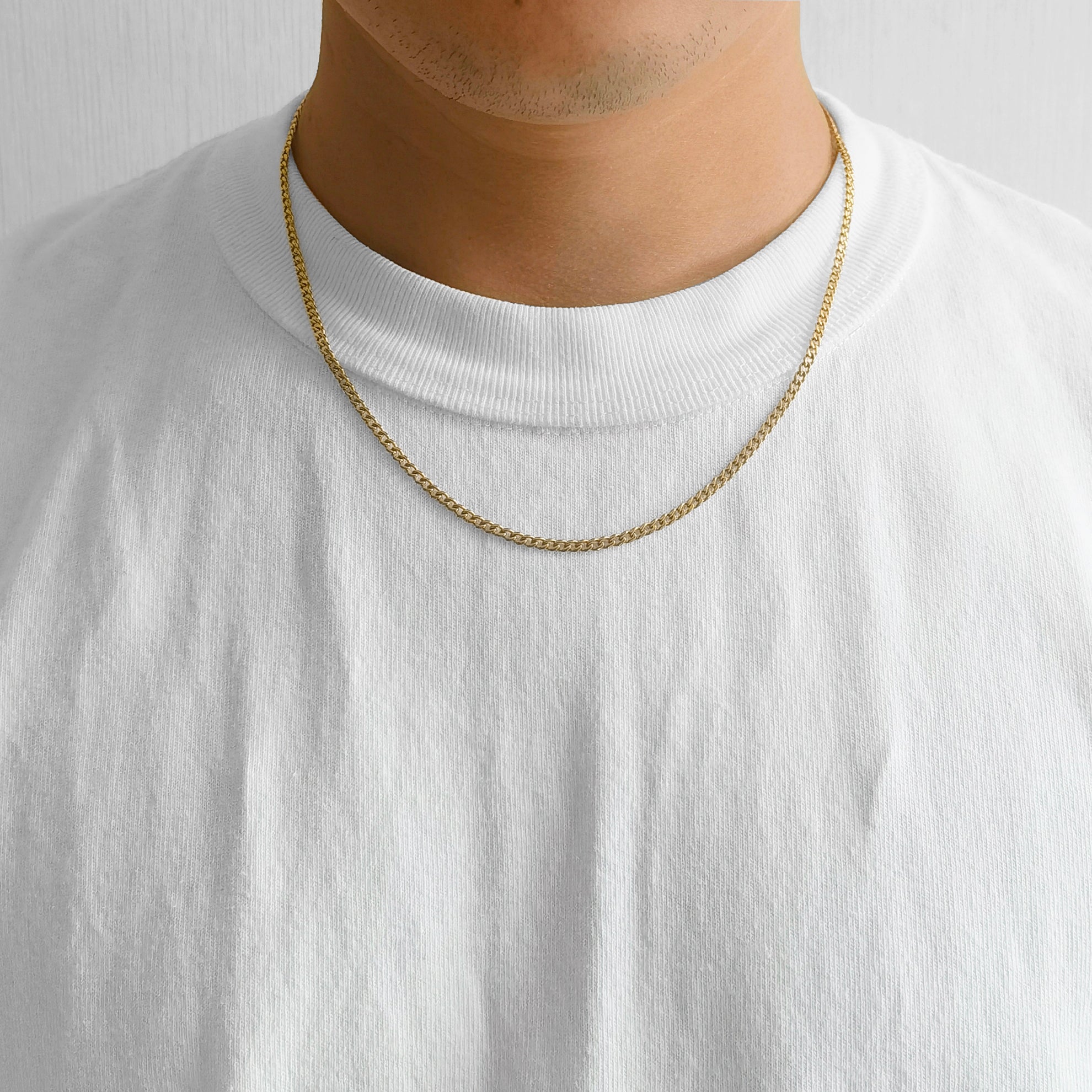 Men's 3mm Gold Plated Steel 18-24 Inch Curb Chain Necklace