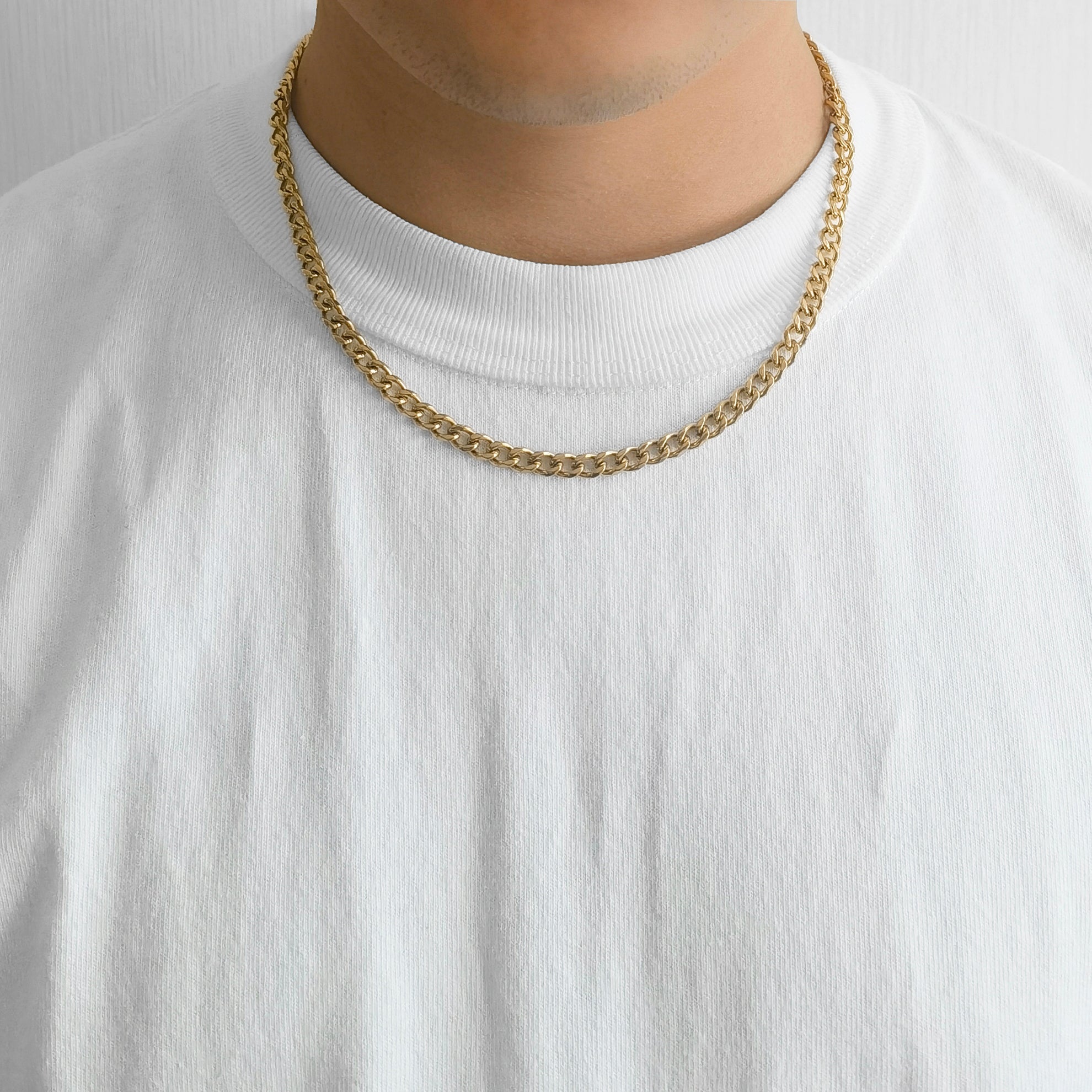 Men's 6mm Gold Plated Steel 18-24 Inch Curb Chain Necklace
