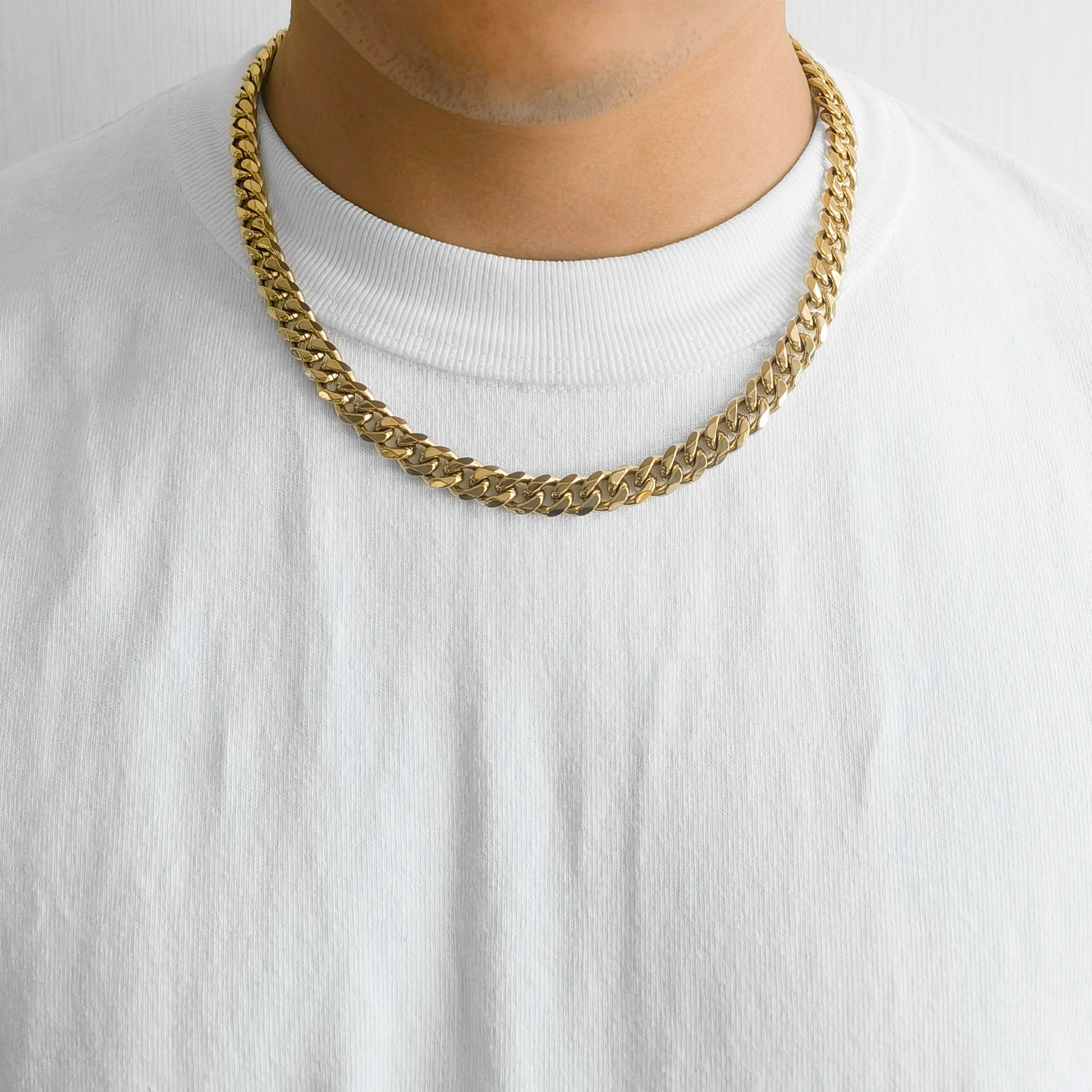 Men's 9mm Gold Plated Steel 18-24 Inch Curb Chain Necklace