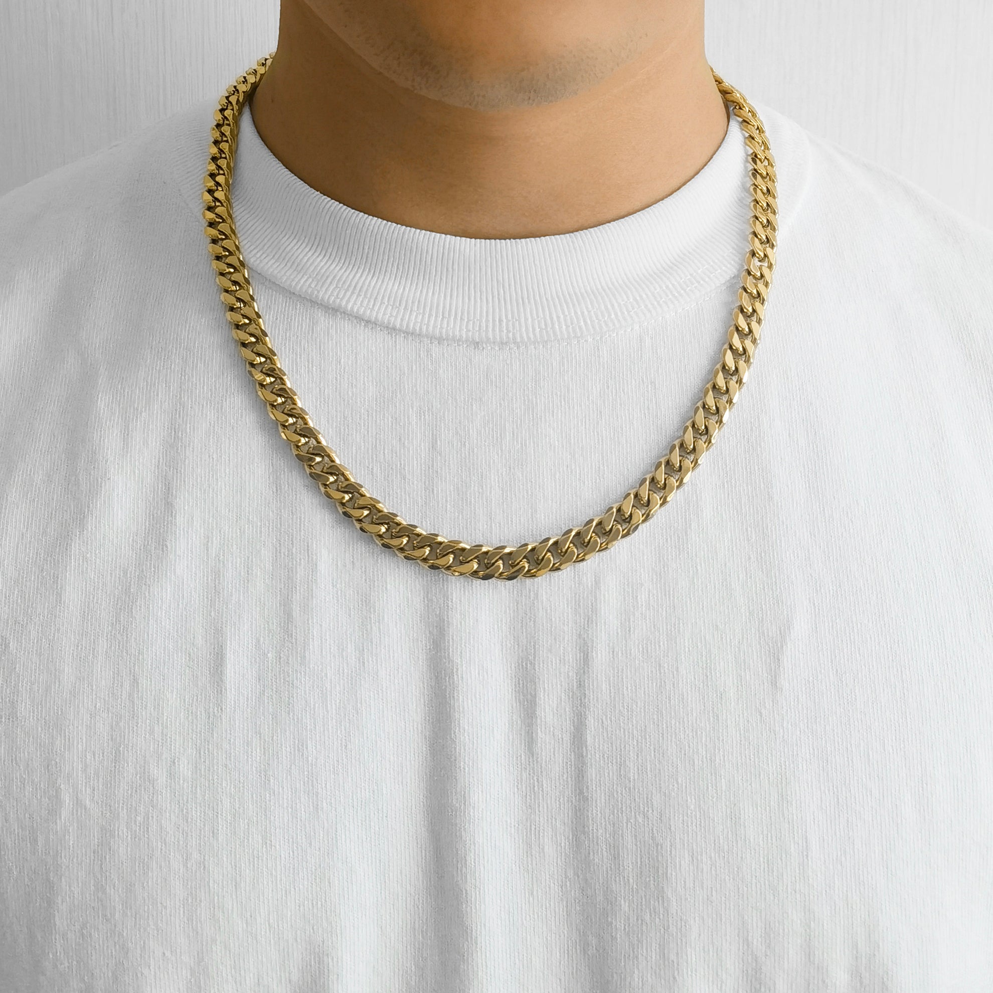 Men's 9mm Gold Plated Steel 22 Inch Curb Chain Necklace