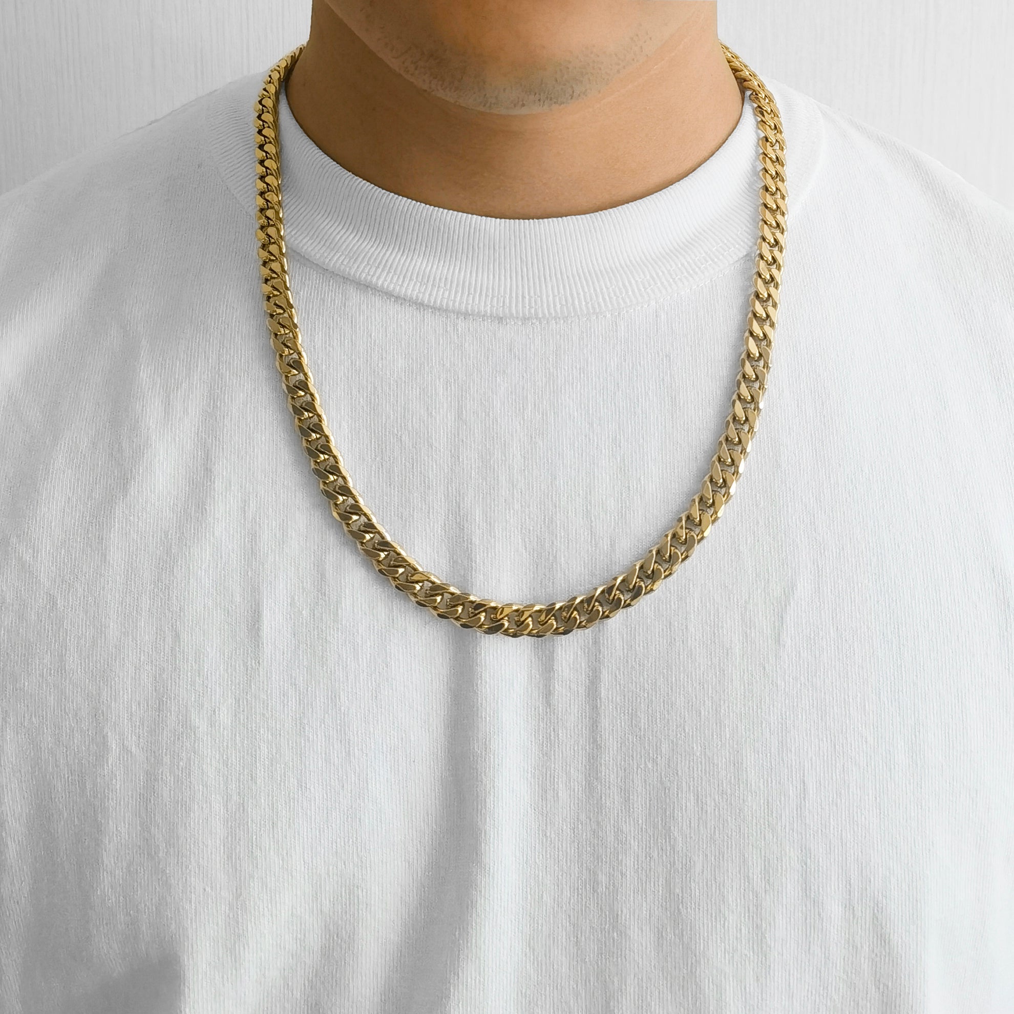 Men's 9mm Gold Plated Steel 24 Inch Curb Chain Necklace