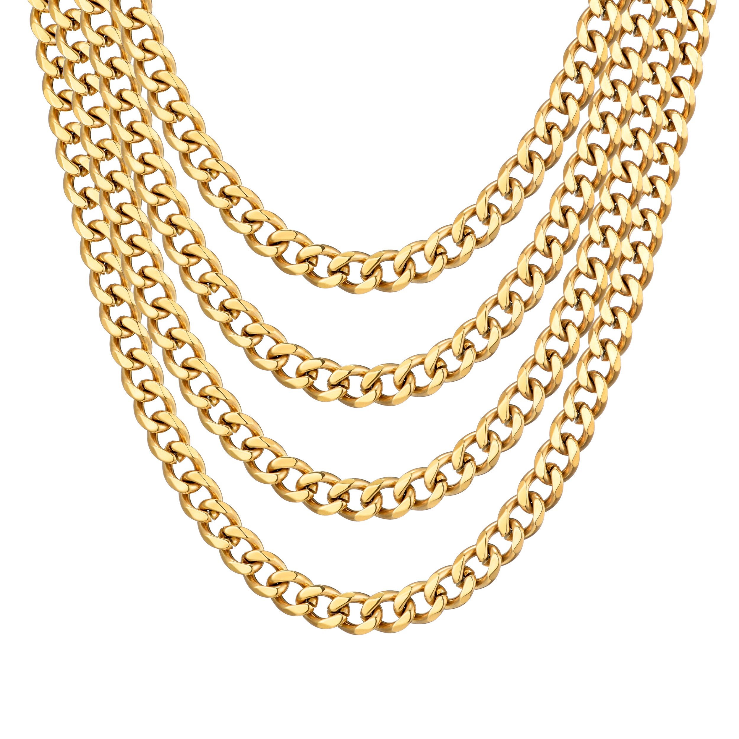 Men's 12mm Gold Plated Steel 18-24 Inch Curb Chain Necklace