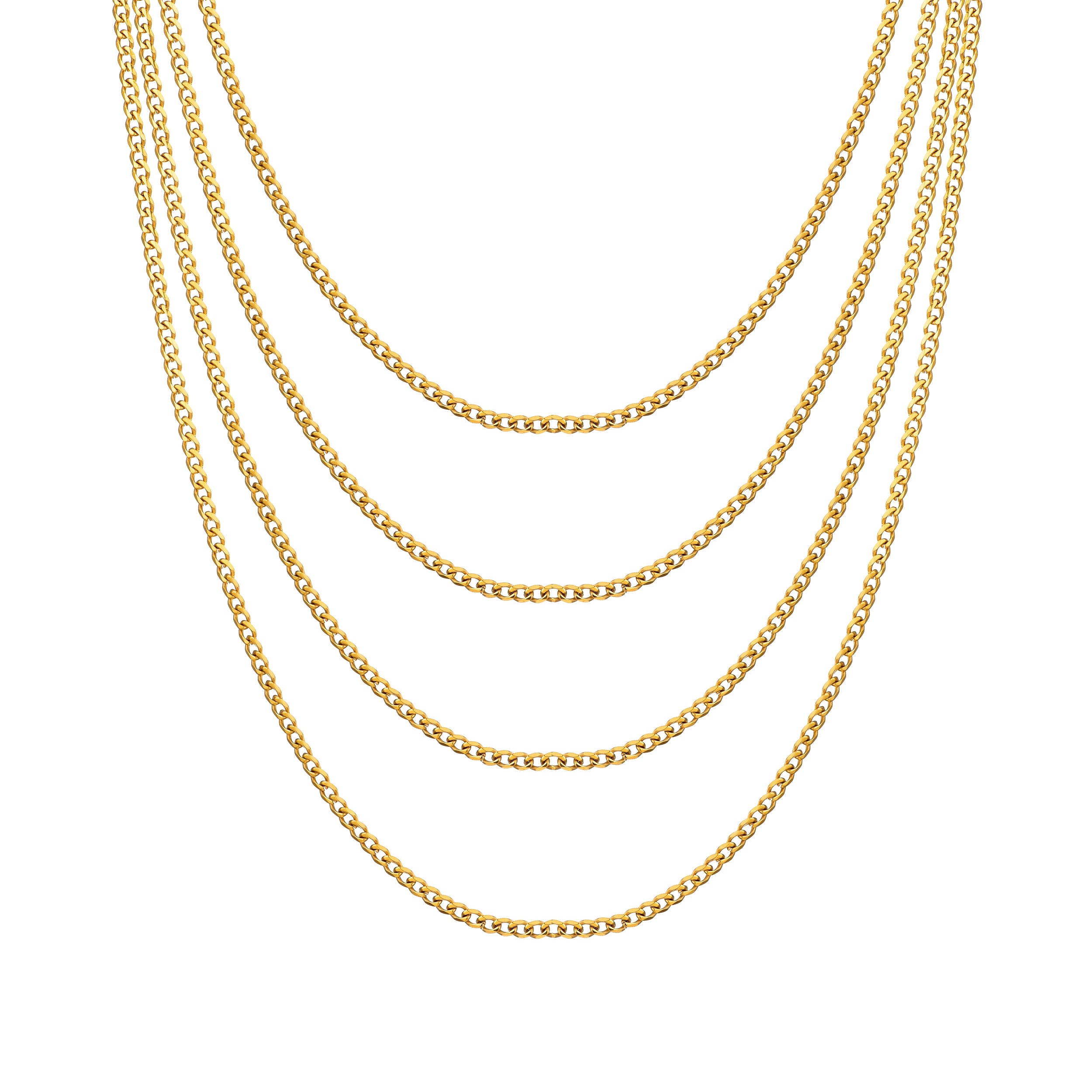 Men's 3mm Gold Plated Steel 18-24 Inch Curb Chain Necklace by Philip Jones Jewellery
