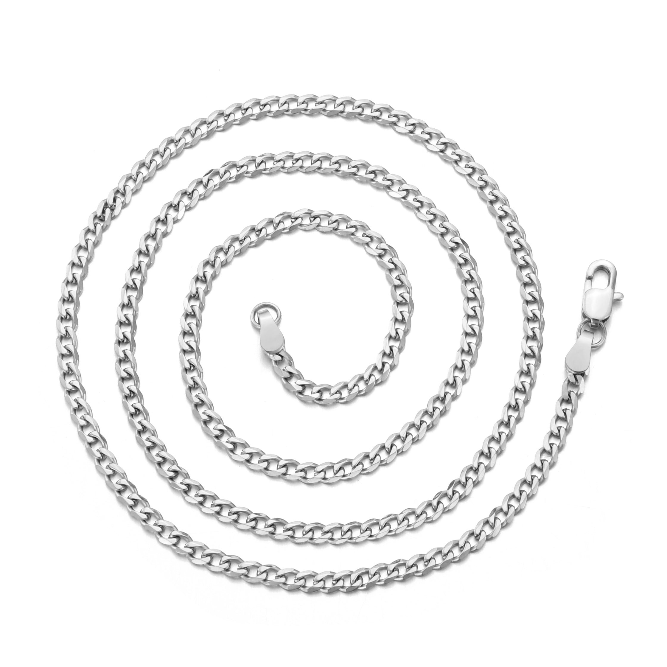 Men's 3mm Stainless Steel 18-24 Inch Curb Chain Necklace
