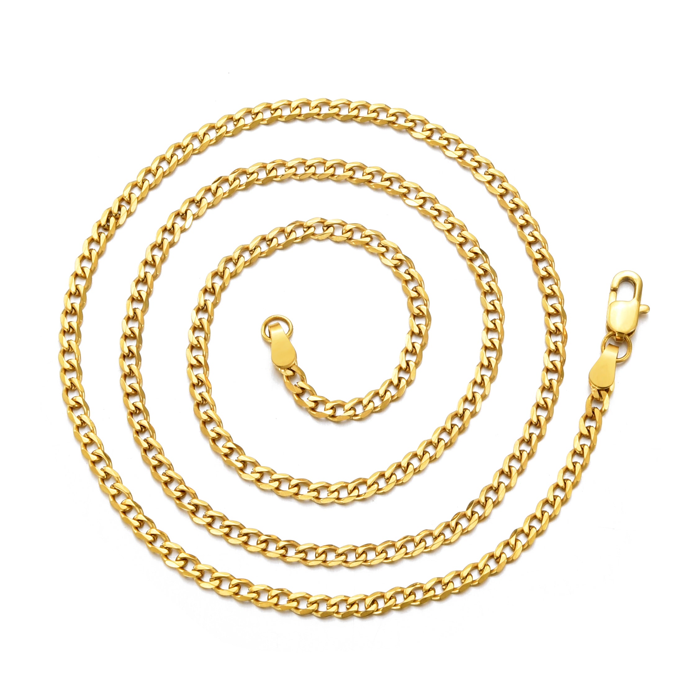 Men's 3mm Gold Plated Steel 18-24 Inch Curb Chain Necklace