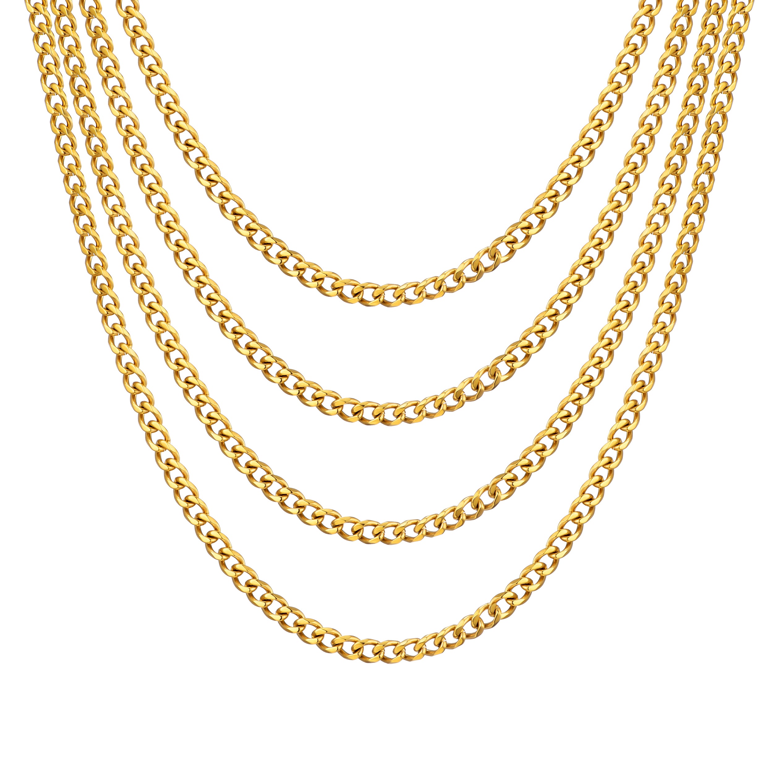 Men's 6mm Gold Plated Steel 18-24 Inch Curb Chain Necklace by Philip Jones Jewellery