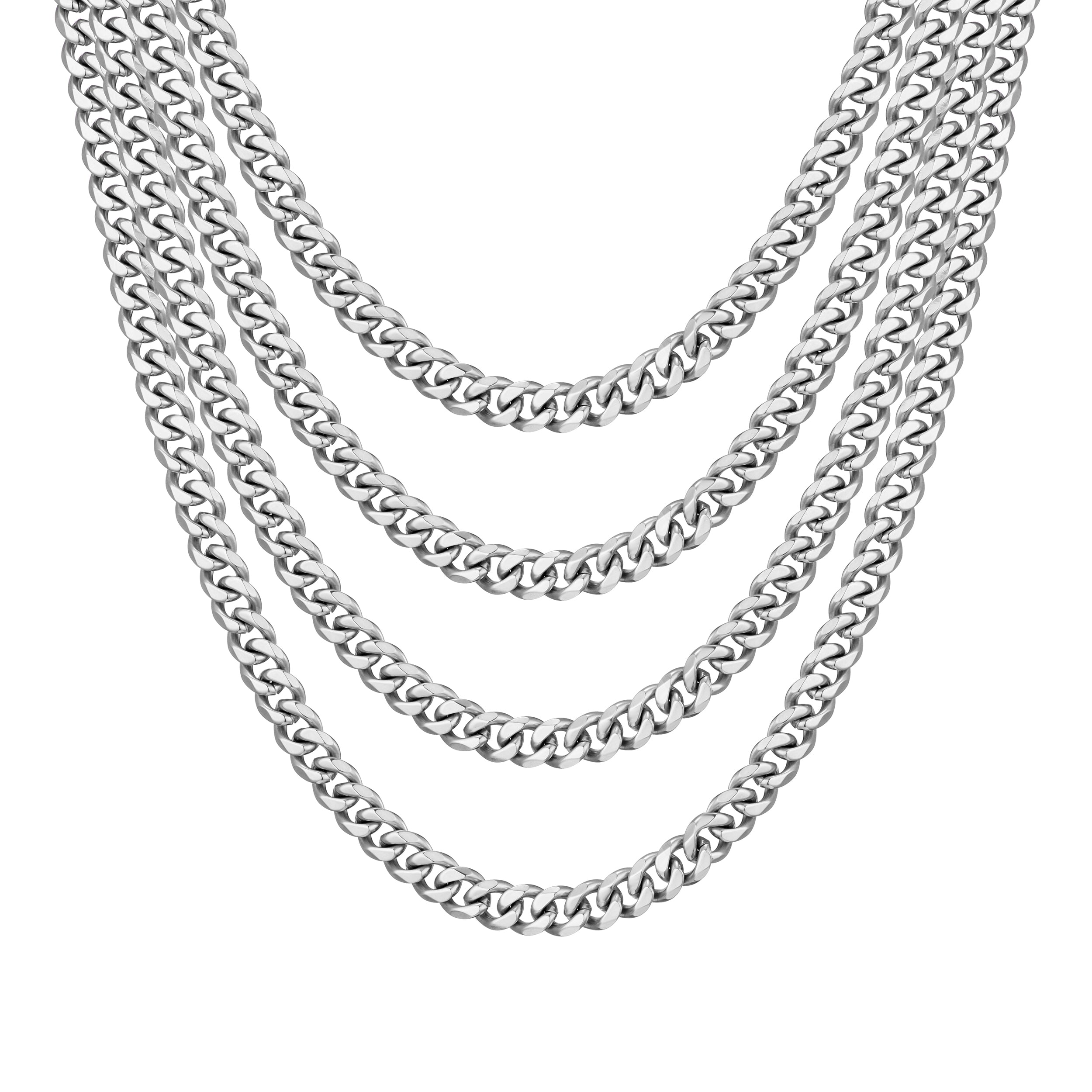 Men's 9mm Stainless Steel 18-24 Inch Curb Chain Necklace