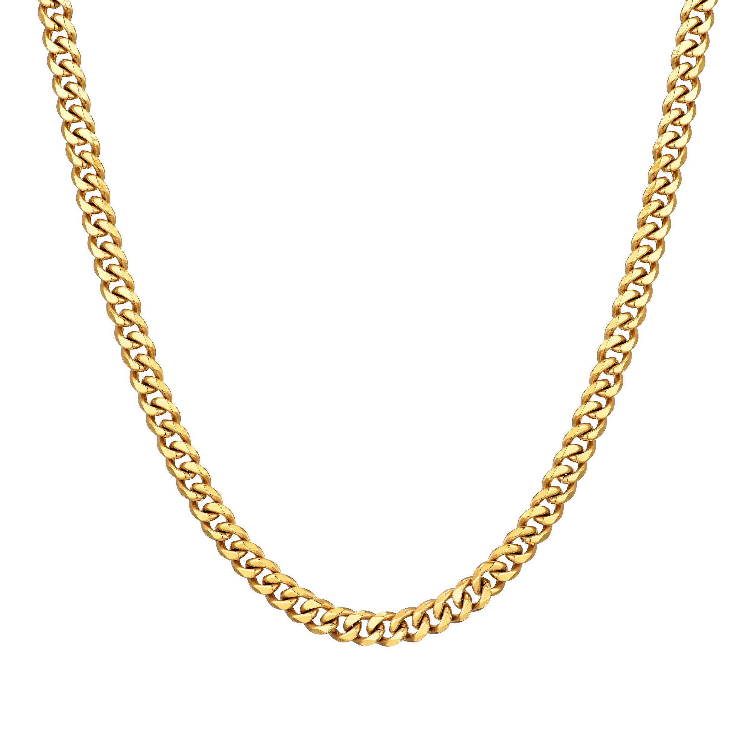 Men's 9mm Gold Plated Steel 24 Inch Curb Chain Necklace