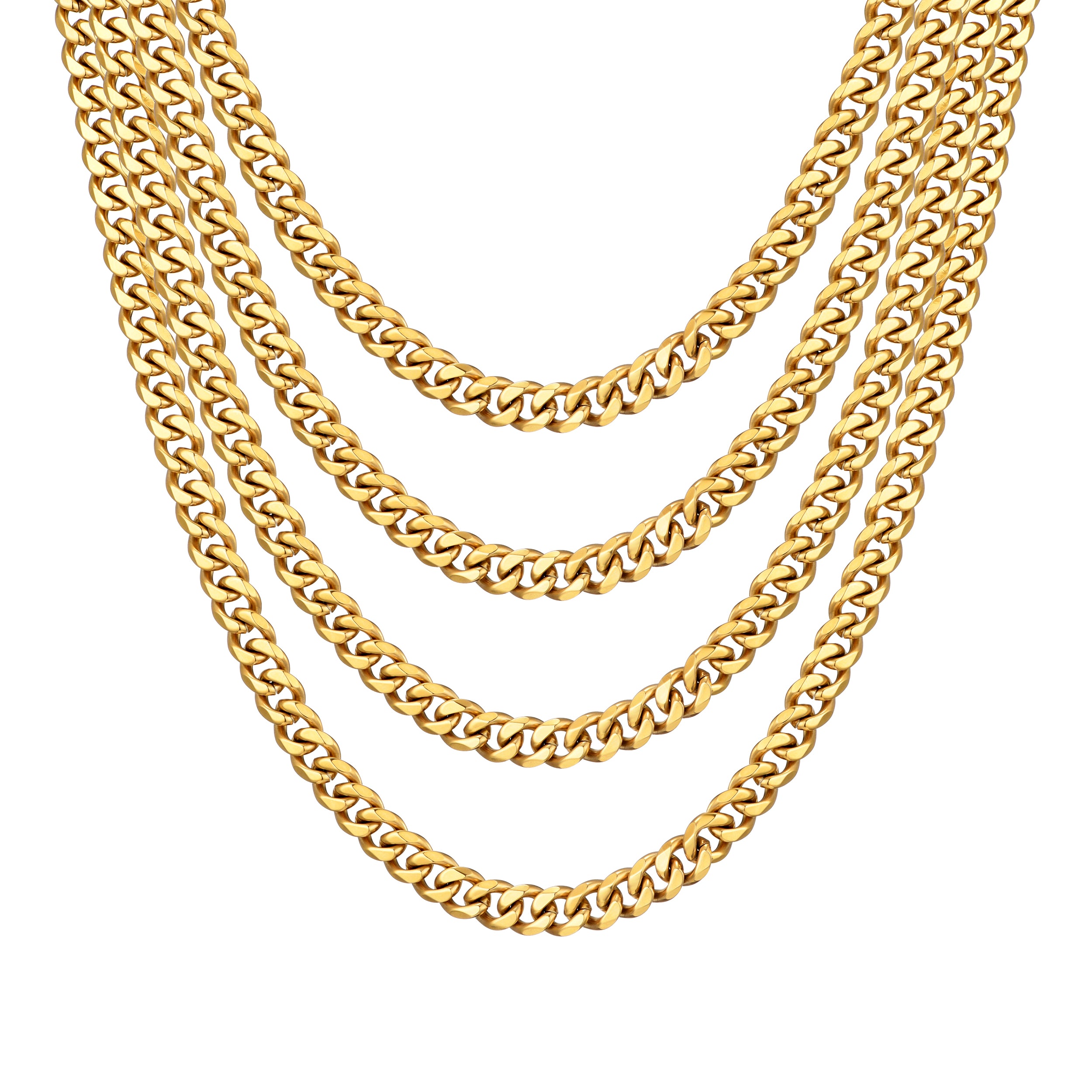 Men's 9mm Gold Plated Steel 18-24 Inch Curb Chain Necklace by Philip Jones Jewellery