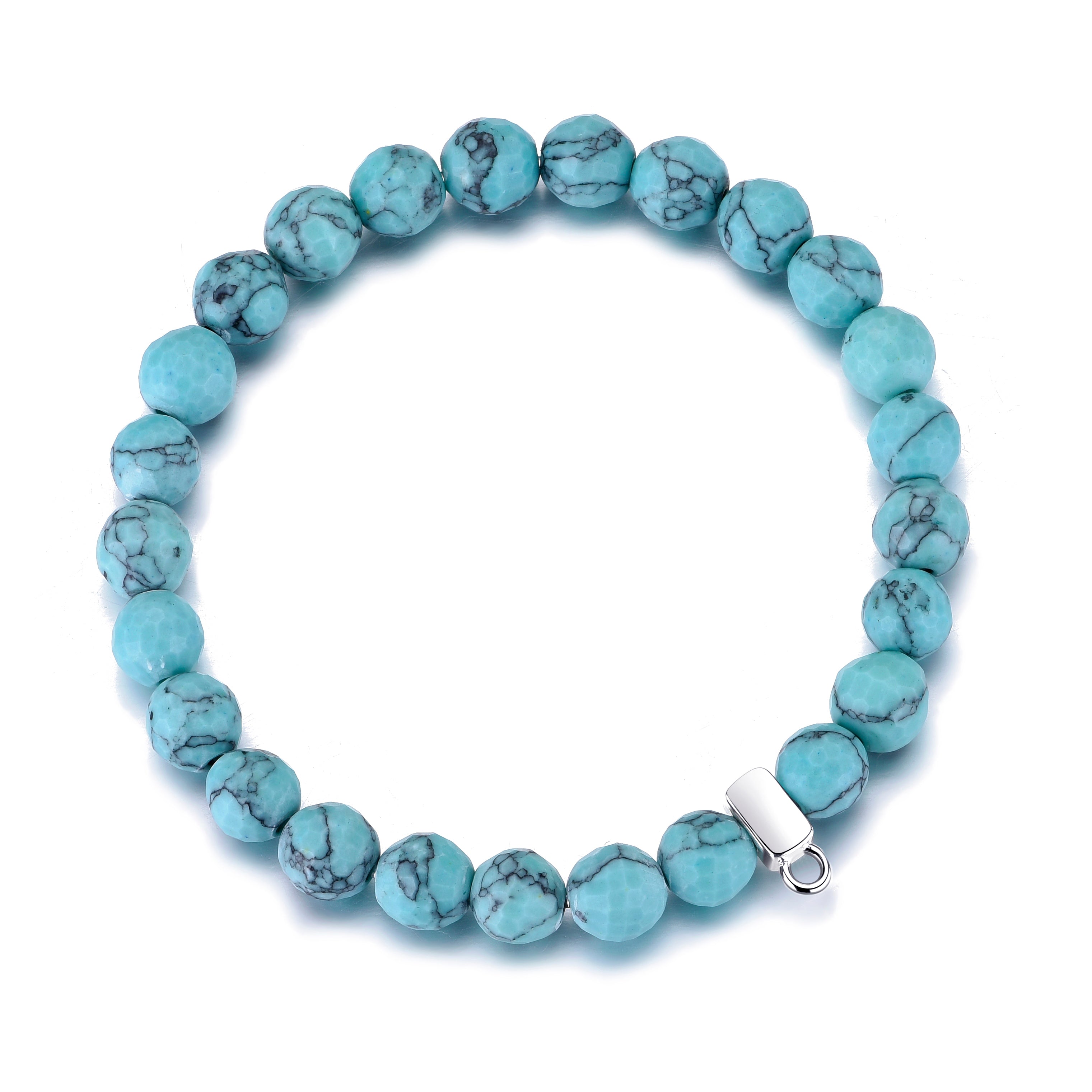 Faceted Synthetic Turquoise Gemstone Charm Stretch Bracelet by Philip Jones Jewellery