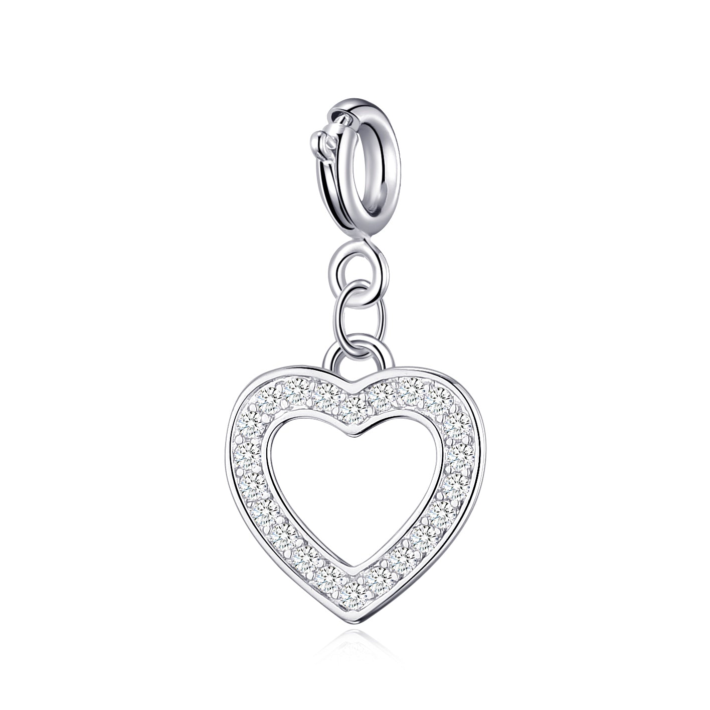 Open Heart Charm Created with Zircondia® Crystals by Philip Jones Jewellery