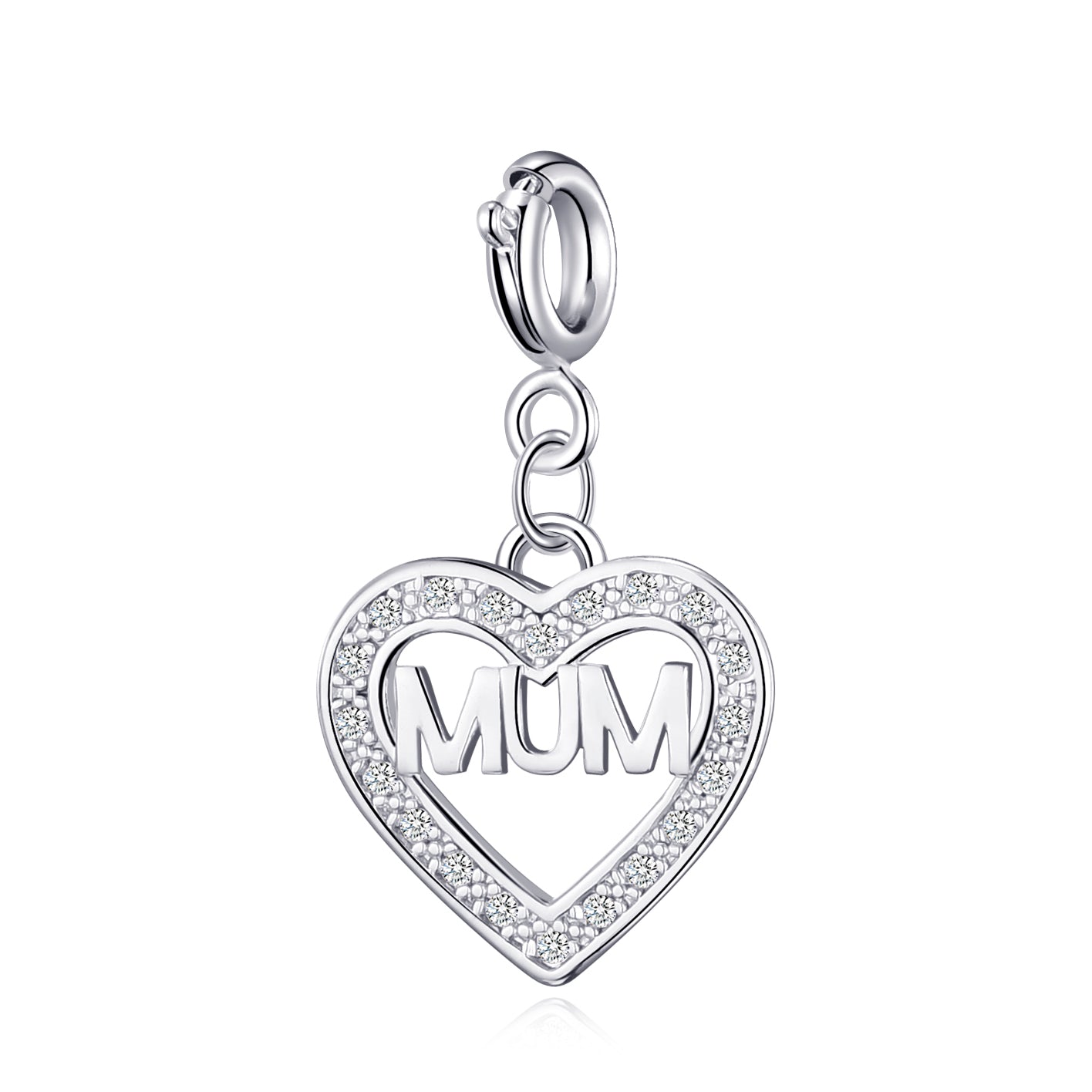 Mum Heart Charm Created with Zircondia® Crystals by Philip Jones Jewellery