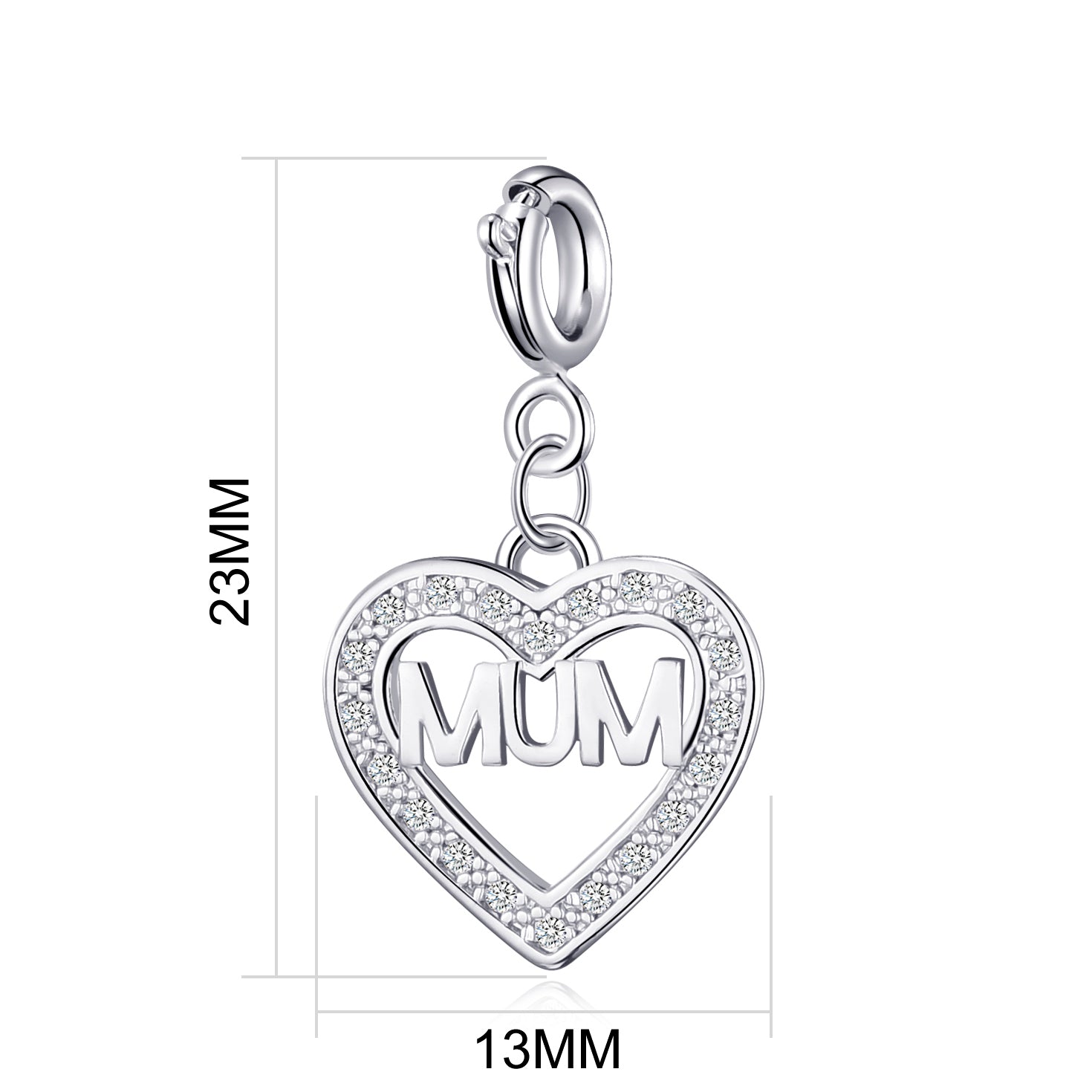 Mum Heart Charm Created with Zircondia® Crystals