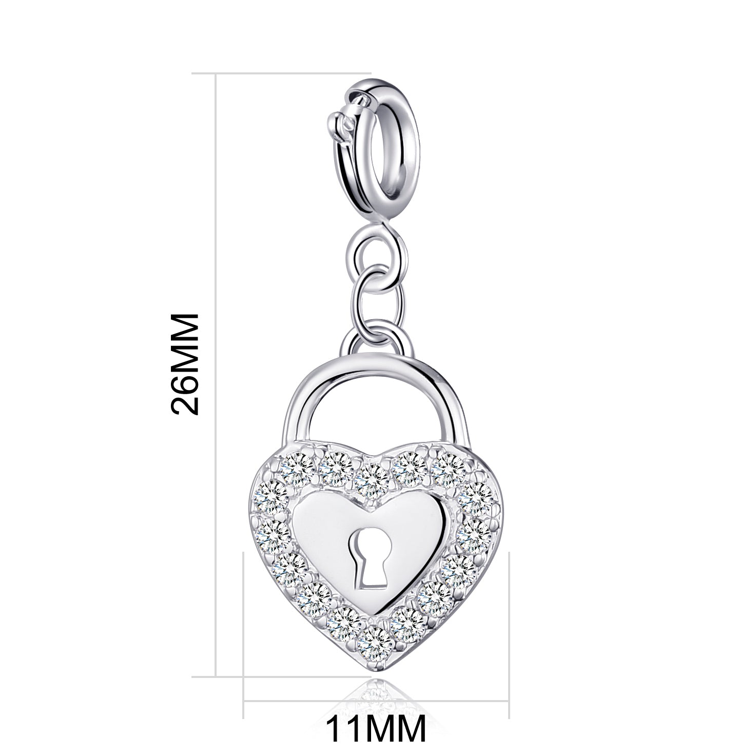 Heart Lock Charm Created with Zircondia® Crystals