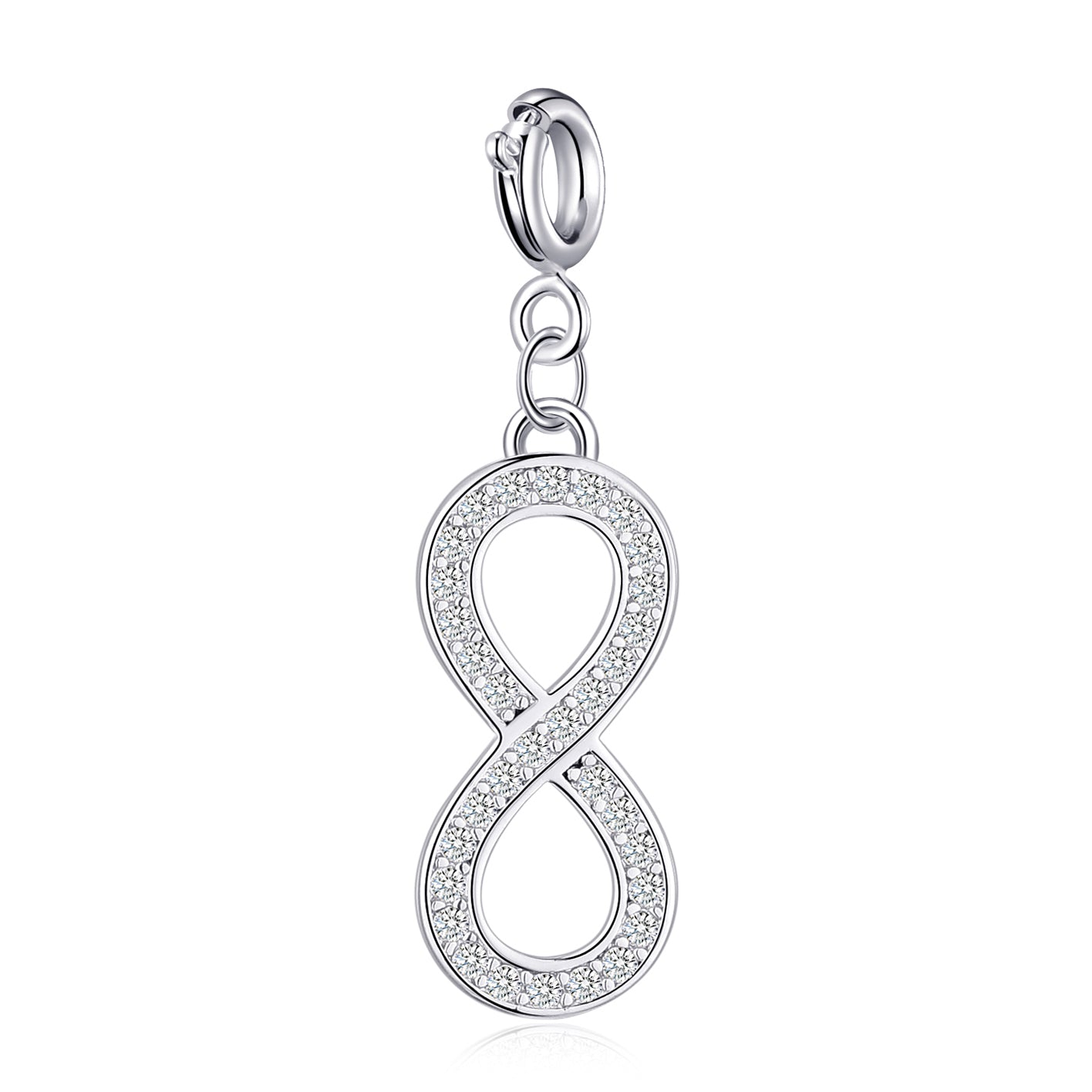 Infinity Charm Created with Zircondia® Crystals by Philip Jones Jewellery