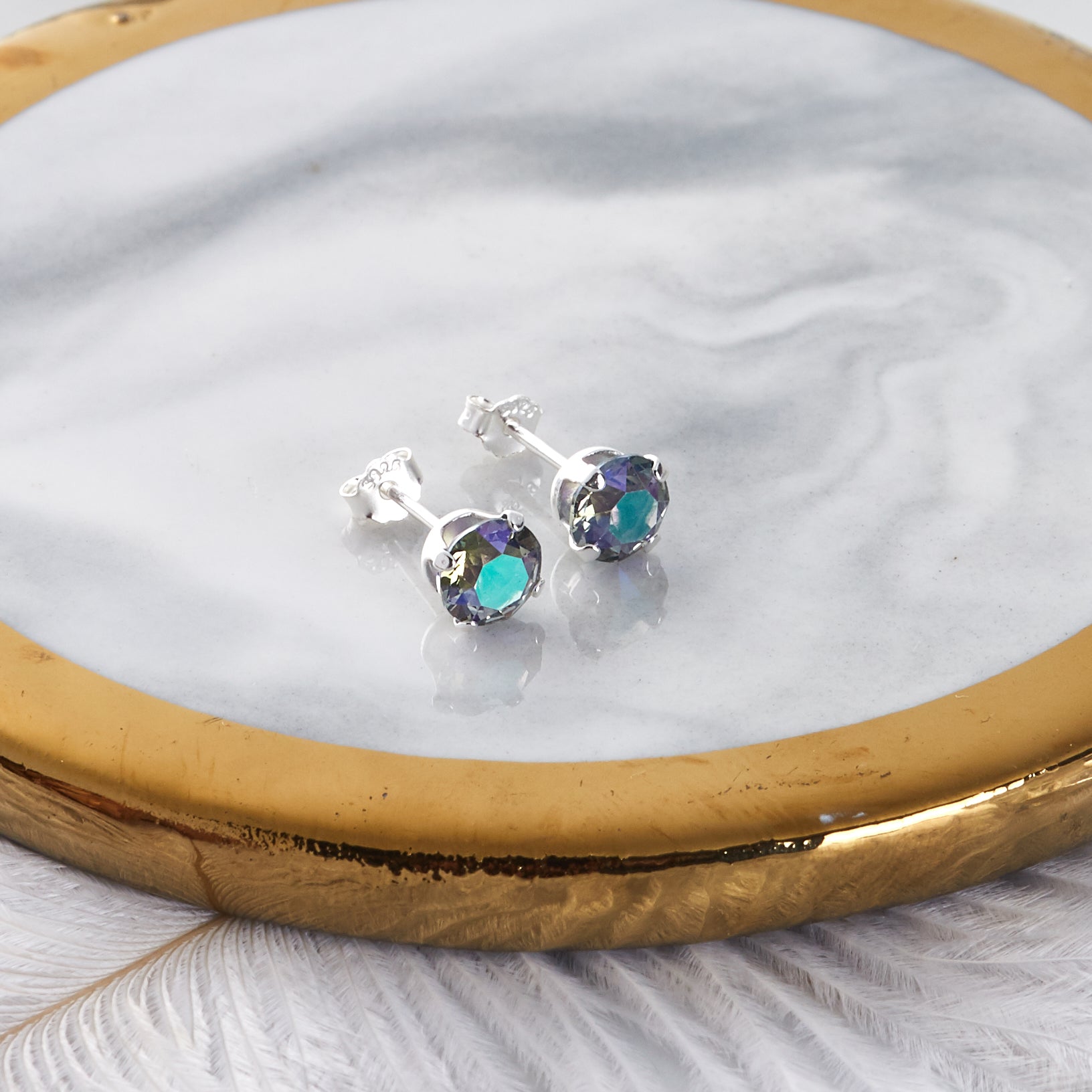 Sterling Silver Paradise Shine Earrings Created with Zircondia® Crystals