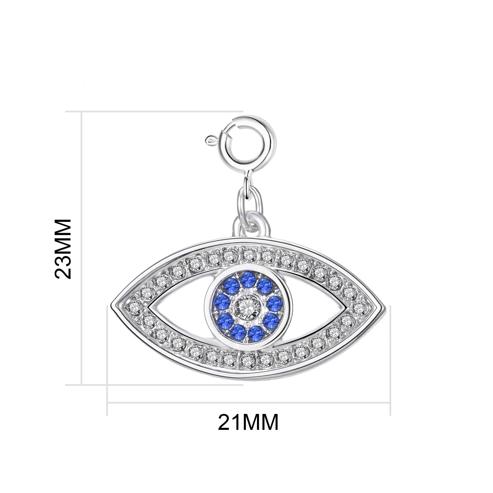 Evil Eye Charm Created with Zircondia® Crystals