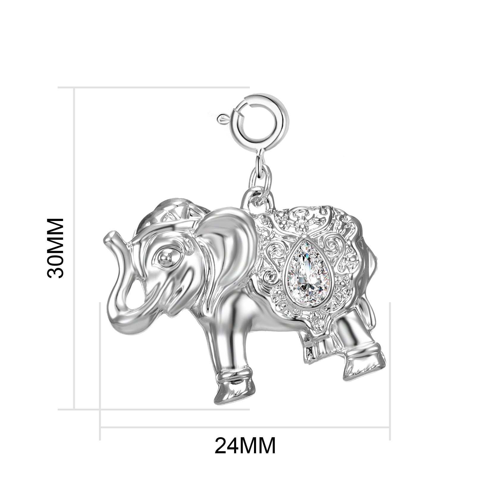 Elephant Charm Created with Zircondia® Crystals