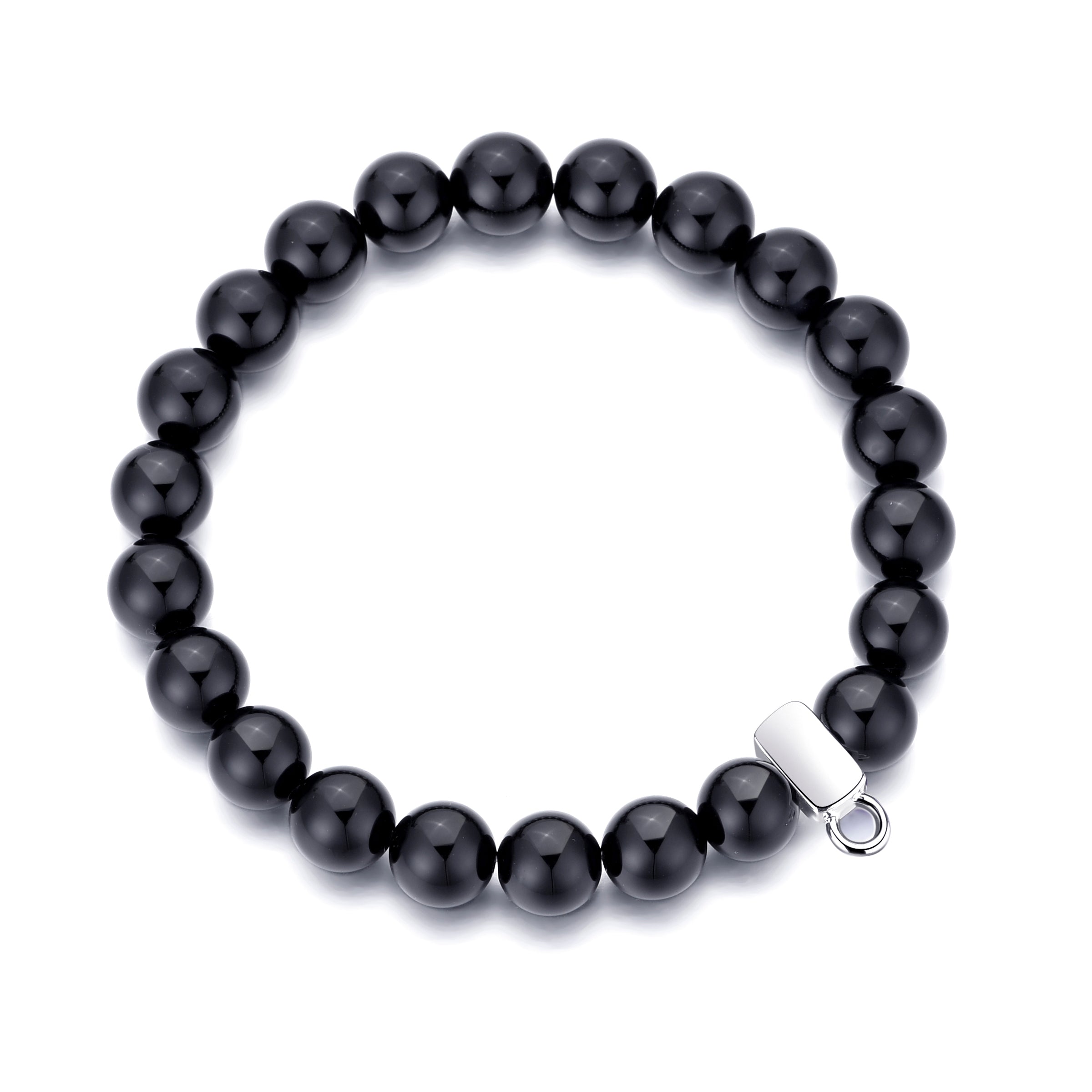 Black Onyx Gemstone Charm Stretch Bracelet by Philip Jones Jewellery