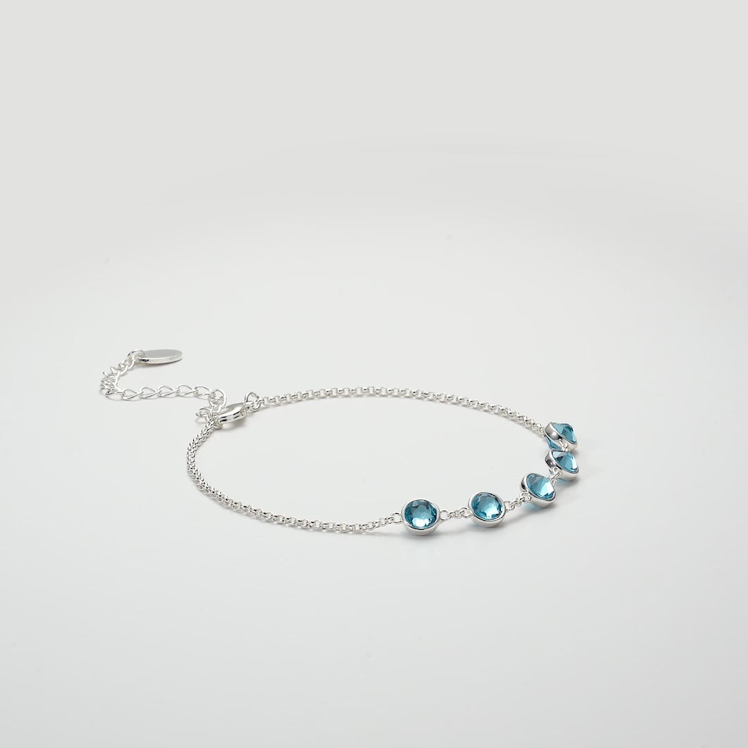 March Birthstone Bracelet Created with Aquamarine Zircondia® Crystals Video