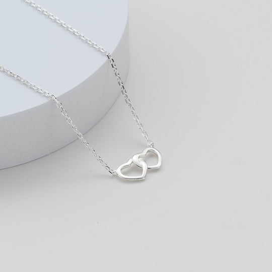 Sterling Silver True Friends Heart Link Necklace with Quote Card Video