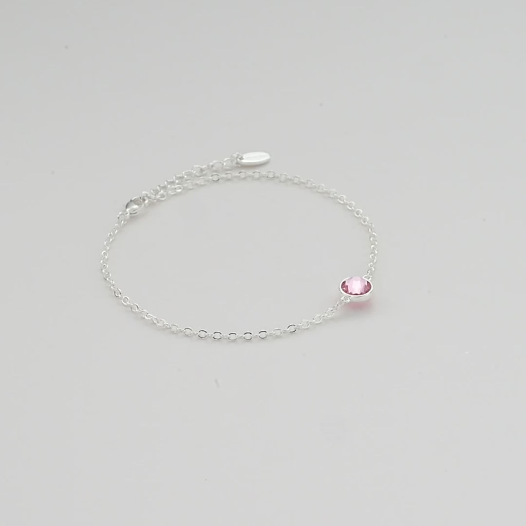 Pink Crystal Anklet Created with Zircondia® Crystals Video