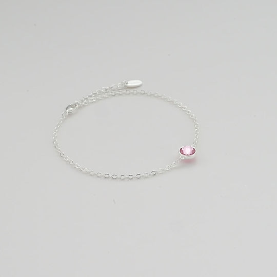 Pink Crystal Anklet Created with Zircondia® Crystals Video