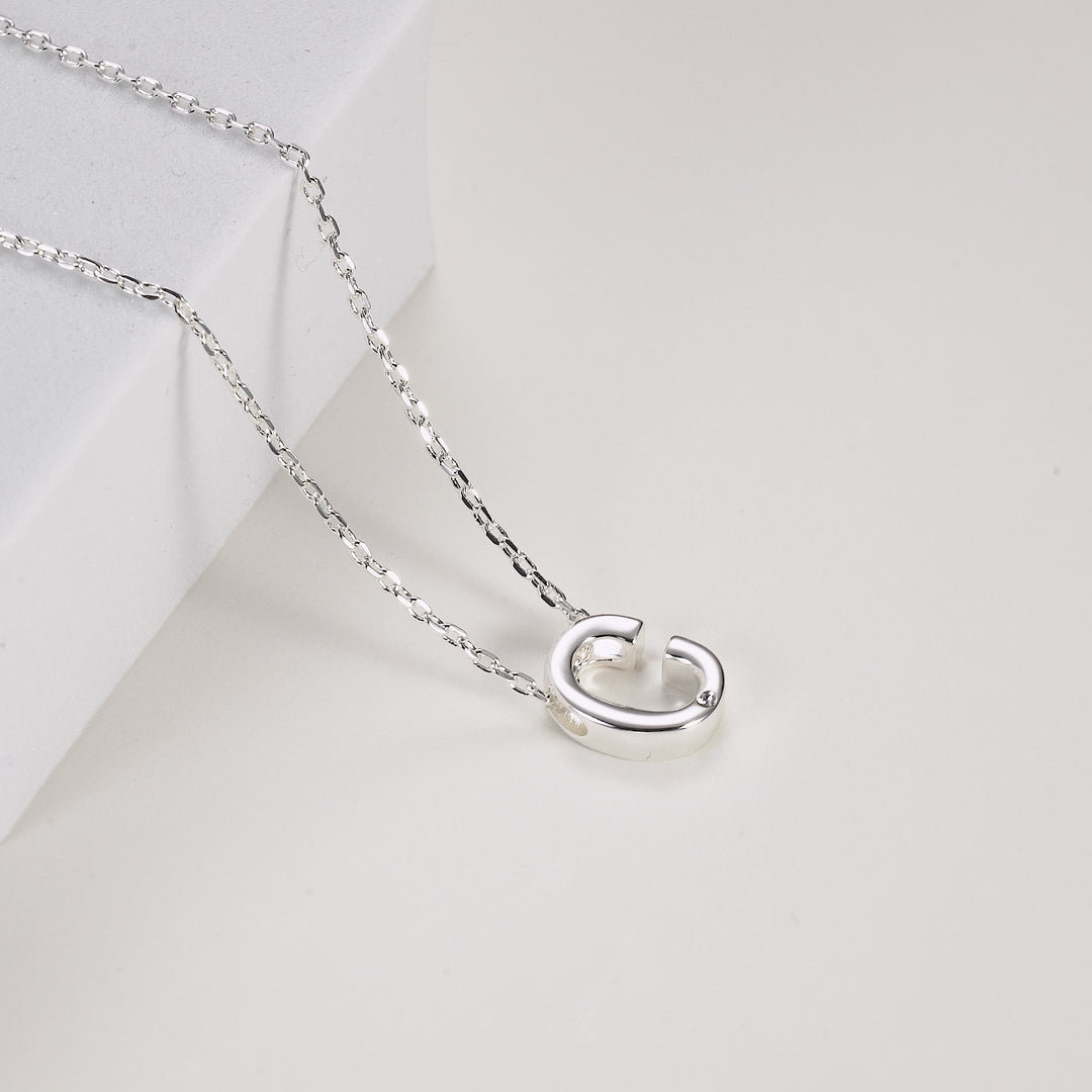 Initial Necklace Letter C Created with Zircondia® Crystals Video
