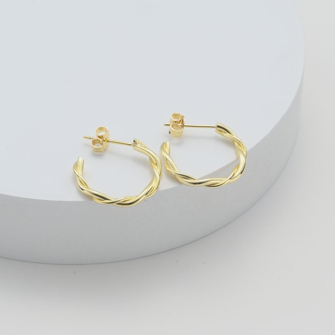 Gold Plated 20mm Twisted Hoop Earrings