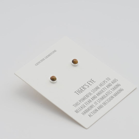 Tigers Eye Stud Earrings with Quote Card Video