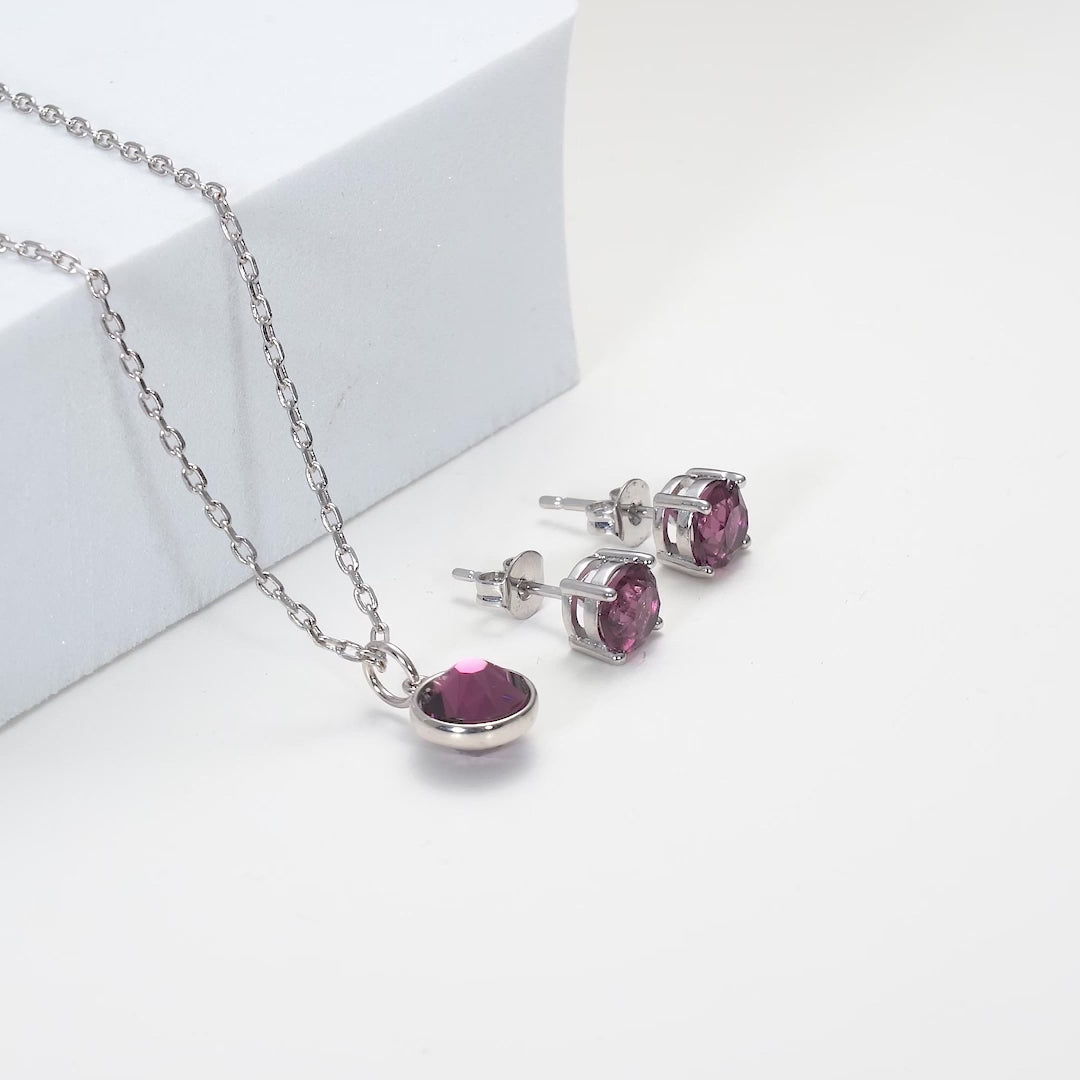 June (Alexandrite) Birthstone Necklace & Earrings Set Created with Zircondia® Crystals Video