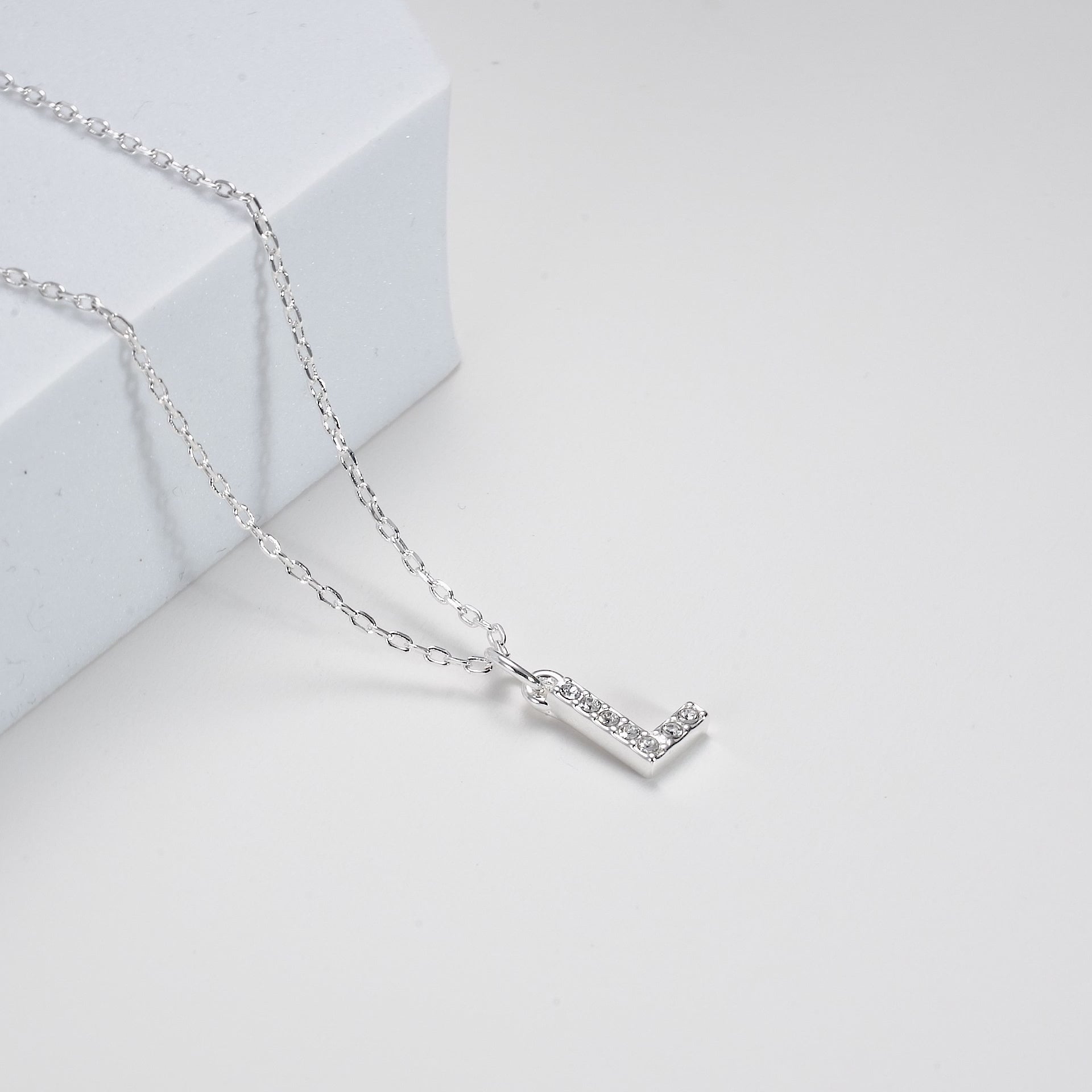 Pave Initial Necklace Letter L Created with Zircondia® Crystals