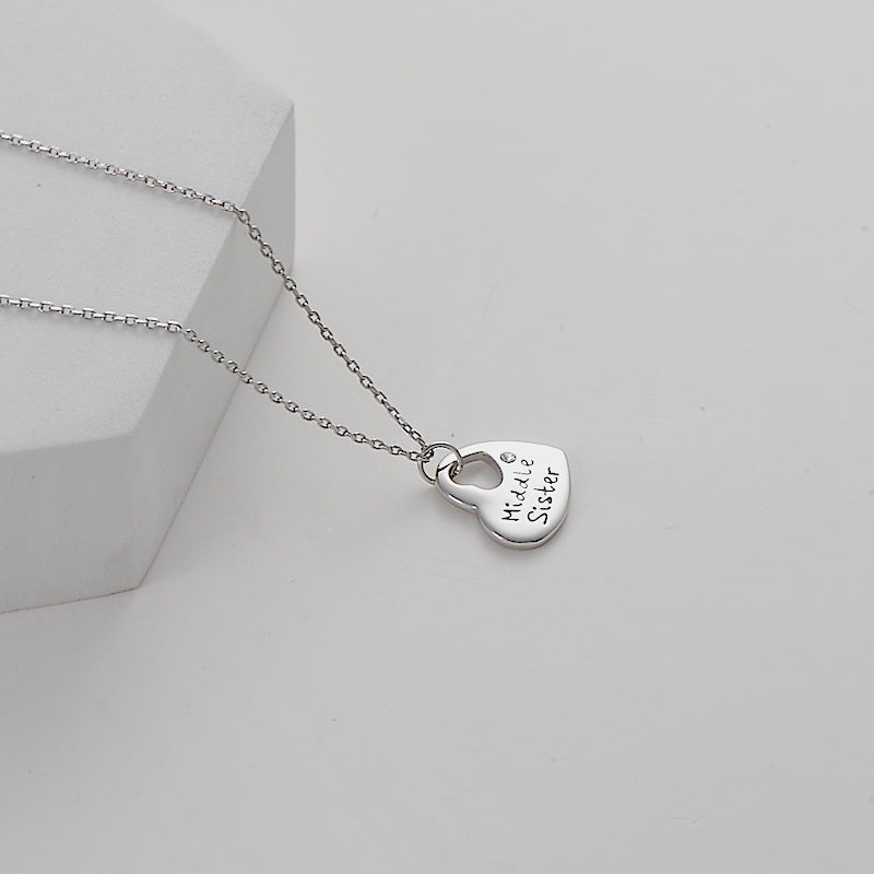 Middle Sister Heart Necklace Created with Zircondia® Crystals Video