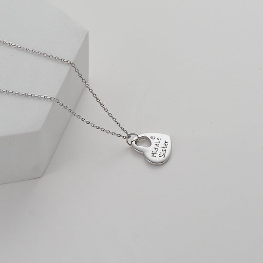 Middle Sister Heart Necklace Created with Zircondia® Crystals Video