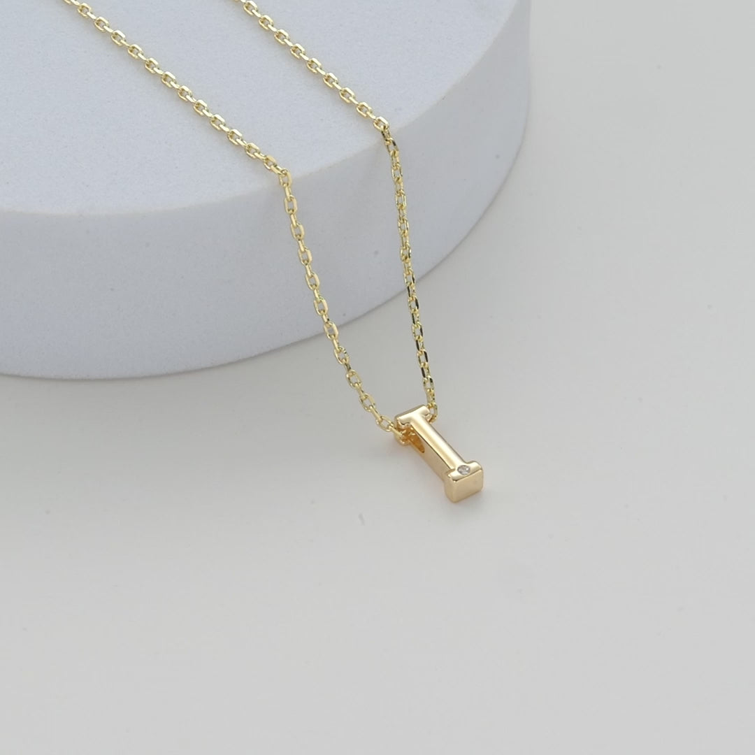 Gold Plated Initial Necklace Letter I Created with Zircondia® Crystals Video