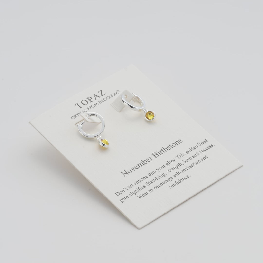 November Birthstone Hoop Earrings Created with Topaz Zircondia® Crystals Video