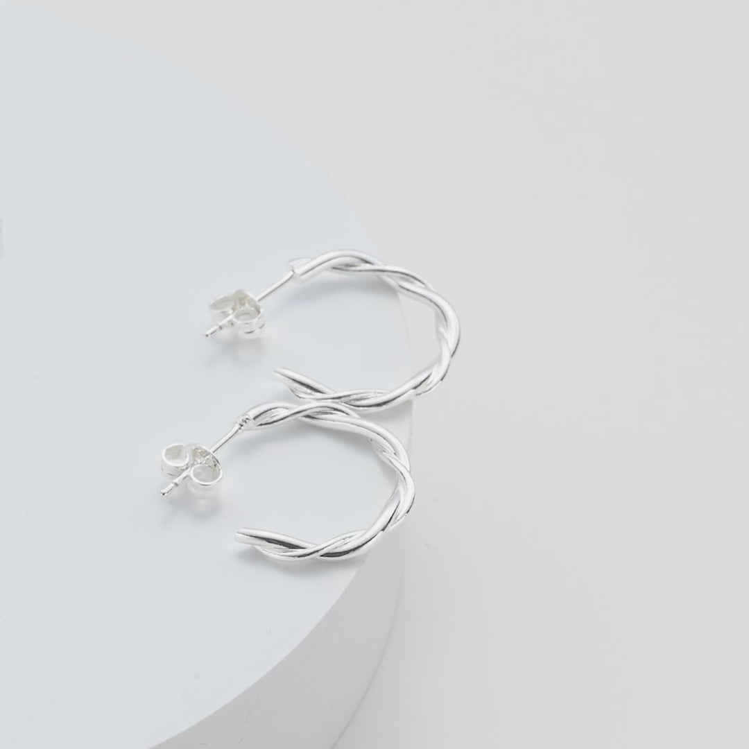 Silver Plated 20mm Twisted Hoop Earrings Video