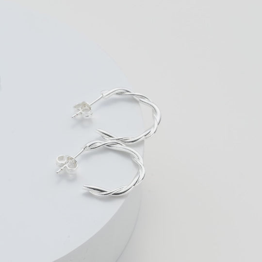 Silver Plated 20mm Twisted Hoop Earrings Video