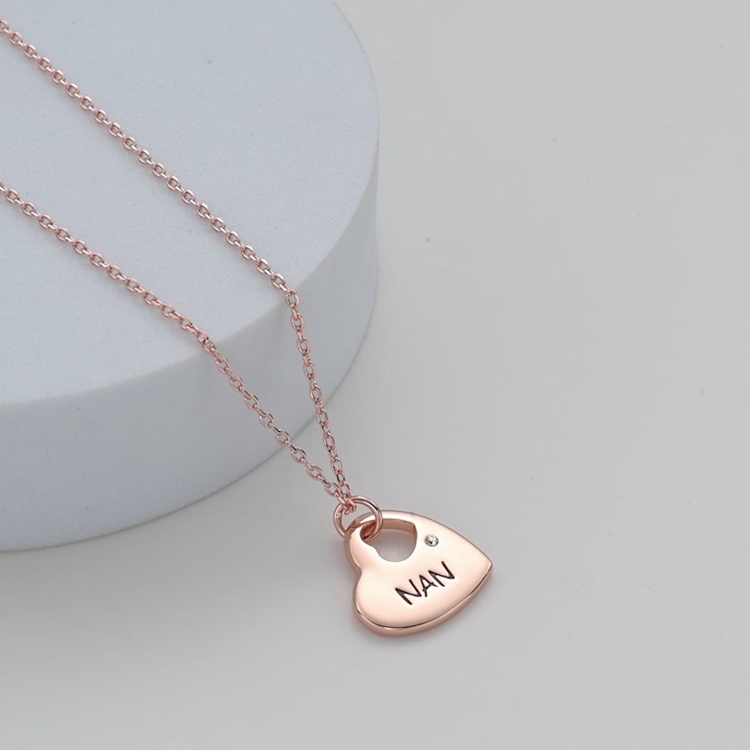 Rose Gold Nan Heart Necklace Created with Zircondia® Crystals Video