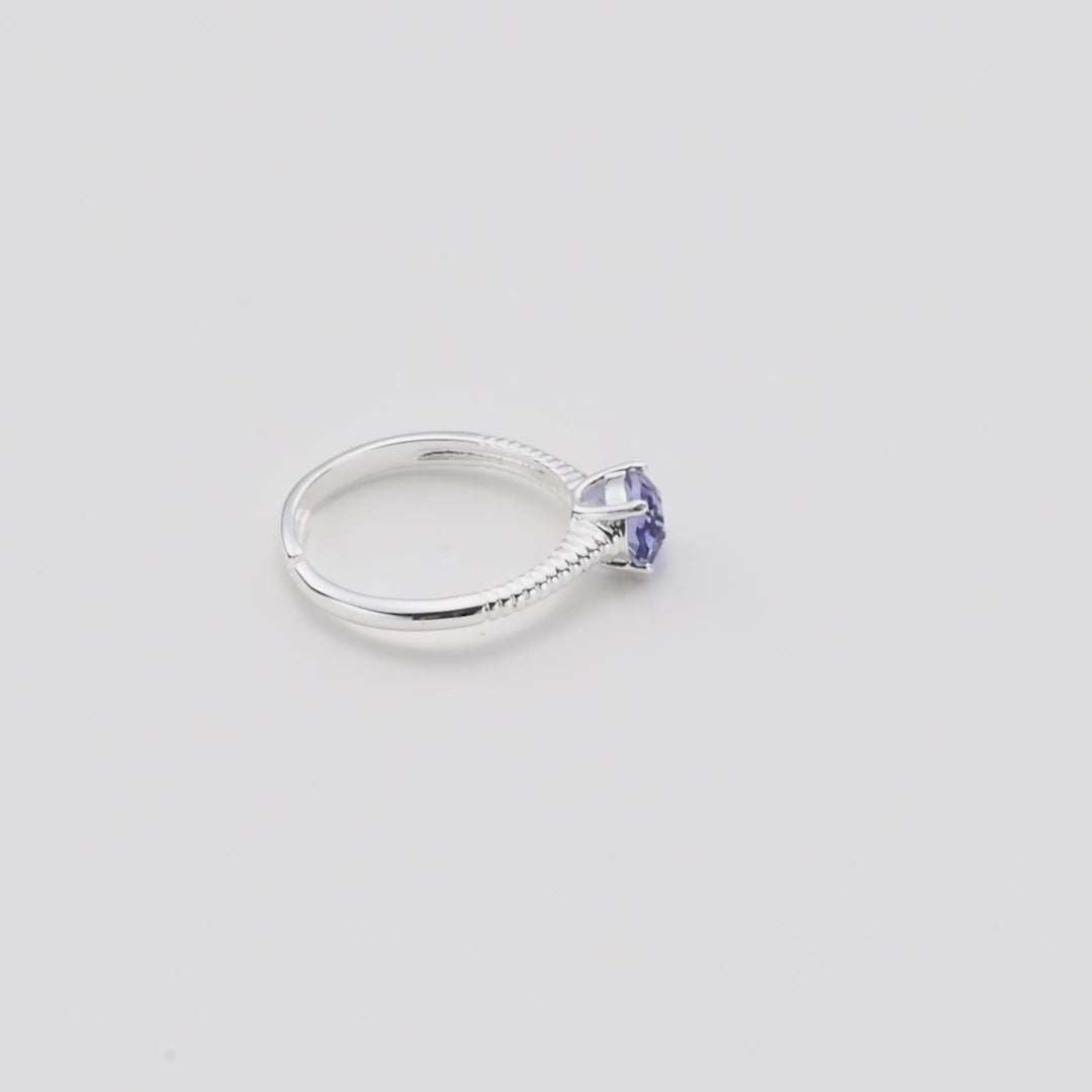 Light Purple Adjustable Crystal Ring Created with Zircondia® Crystals Video