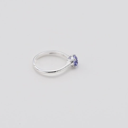 Light Purple Adjustable Crystal Ring Created with Zircondia® Crystals Video