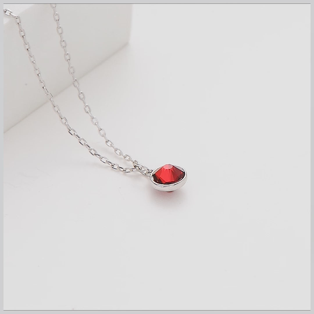 January (Garnet) Birthstone Necklace Created with Zircondia® Crystals Video