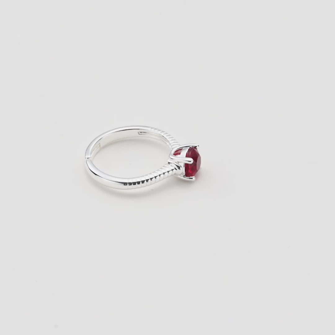 Dark Red Adjustable Crystal Ring Created with Zircondia® Crystals Video