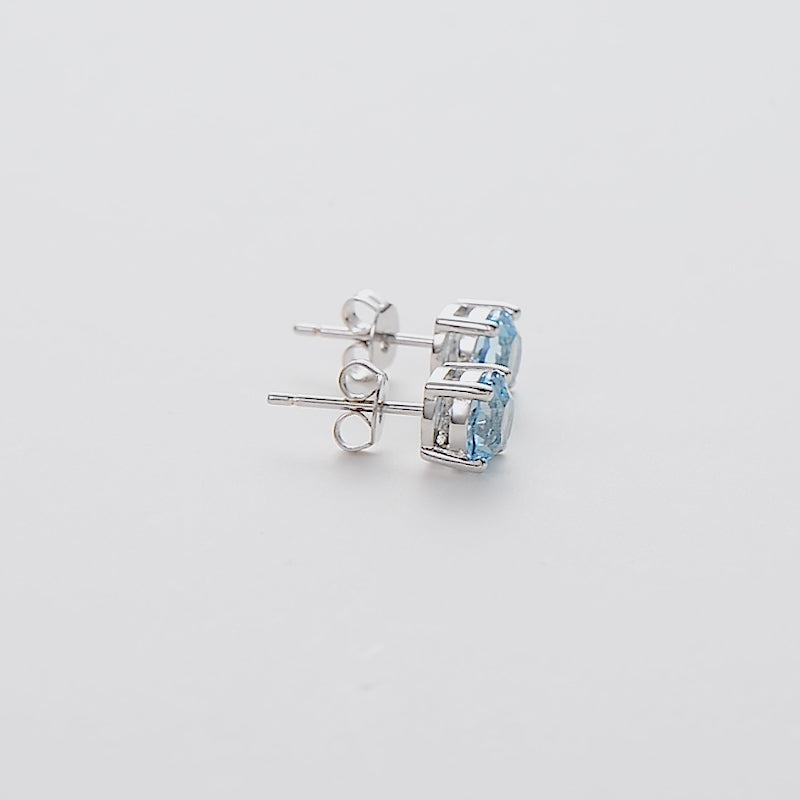 Light Blue Stud Earrings Created with Zircondia® Crystals Video