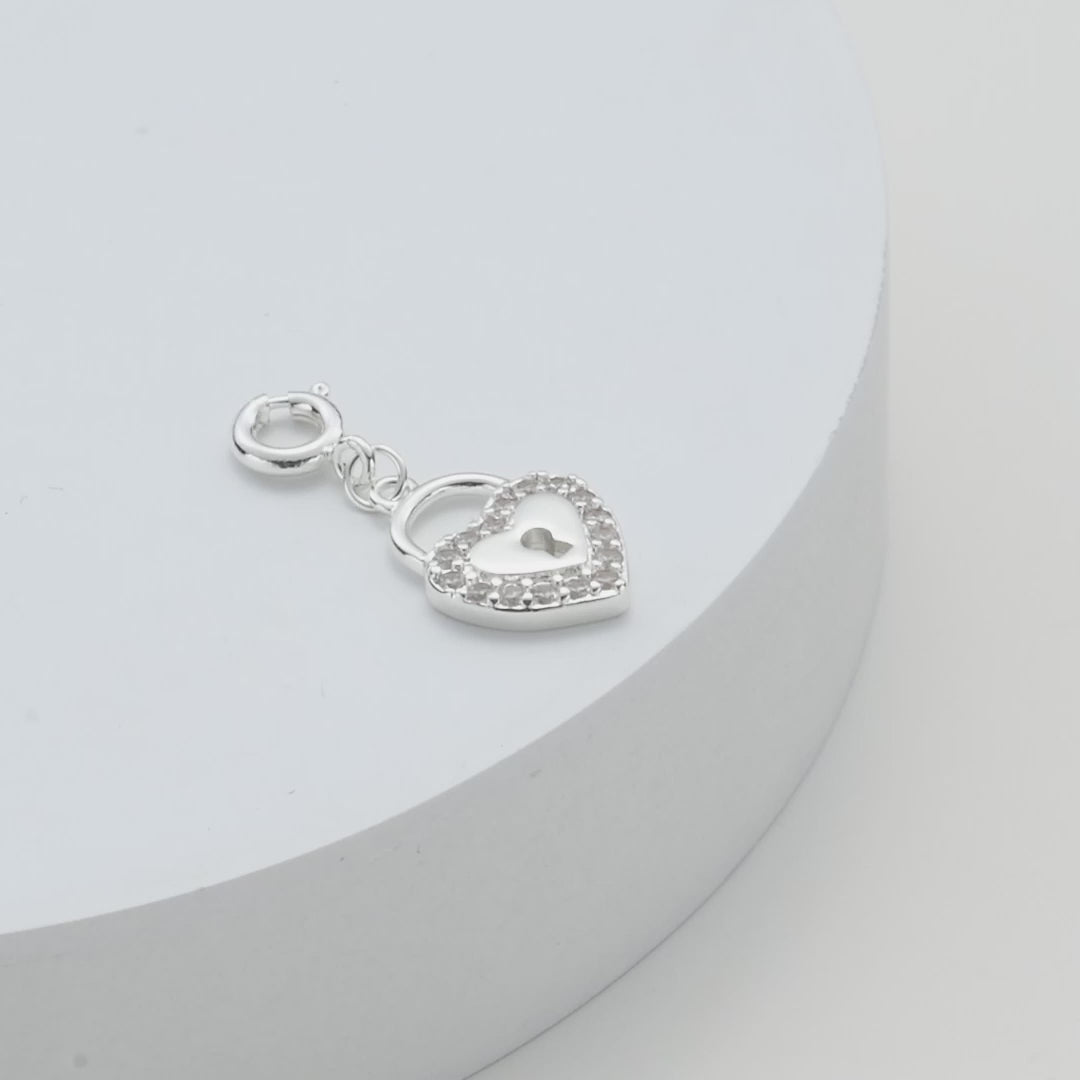 Heart Lock Charm Created with Zircondia® Crystals Video