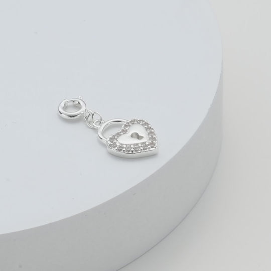 Heart Lock Charm Created with Zircondia® Crystals Video