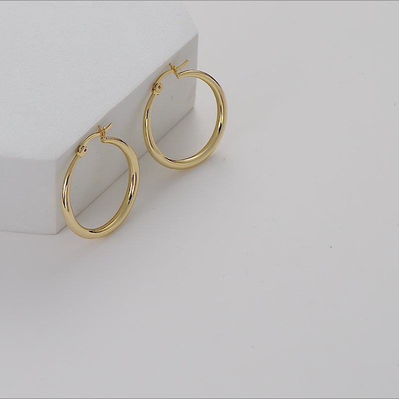 Gold Plated 30mm Hoop Earrings Video