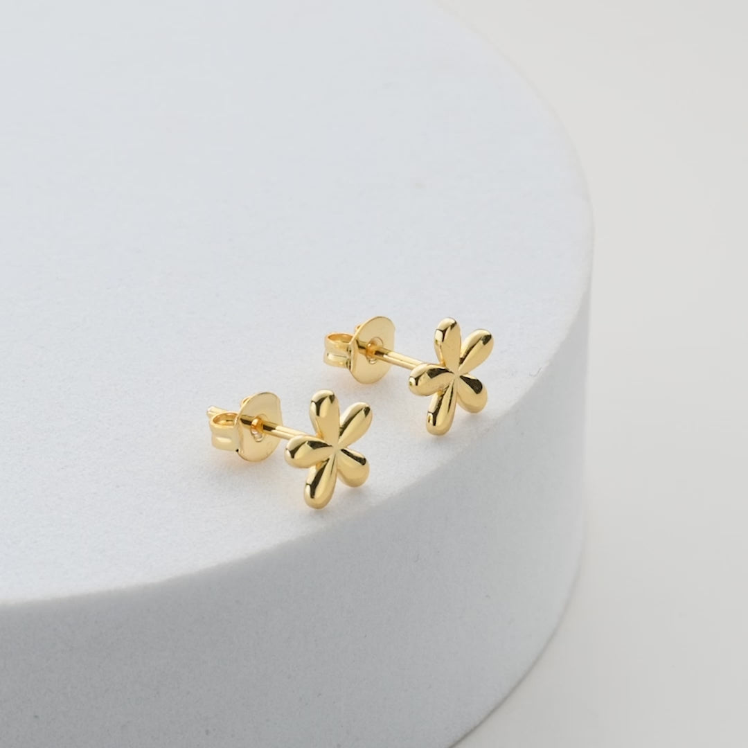 Gold Plated Flower Stud Earrings Video
