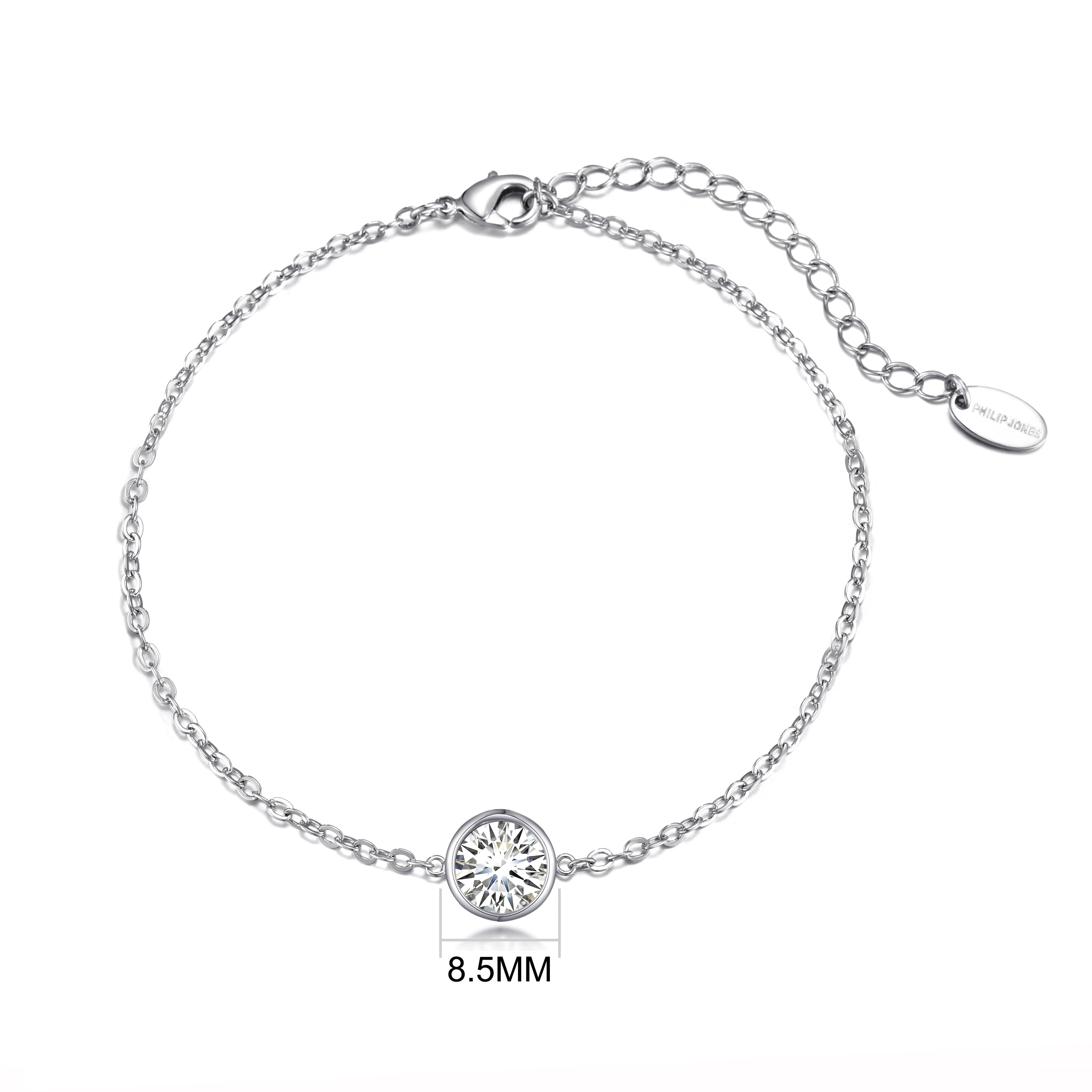 April (Diamond) Birthstone Anklet Created with Zircondia® Crystals